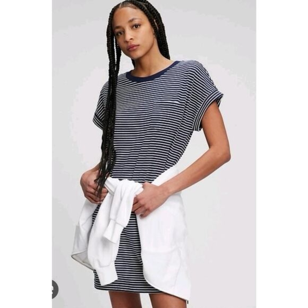 Gap T-shirt DRESS STRIPED Preppy Short Sleeve Blueβ & White size XL